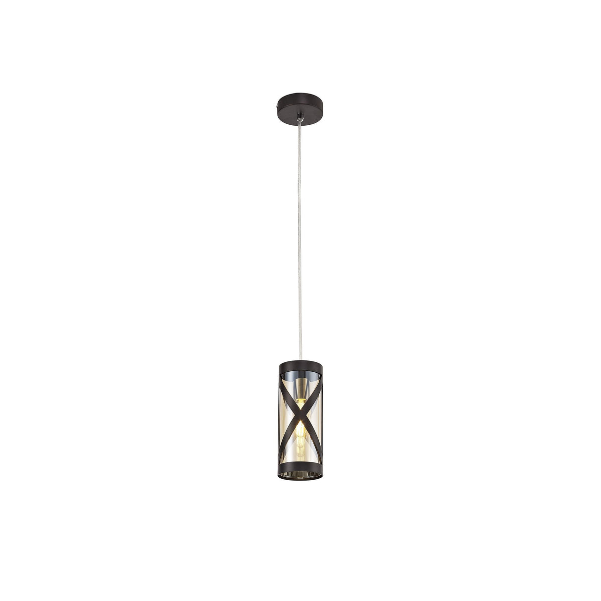Elegant Amber Pendant Light with Oiled Bronze and Polished Chrome Finish