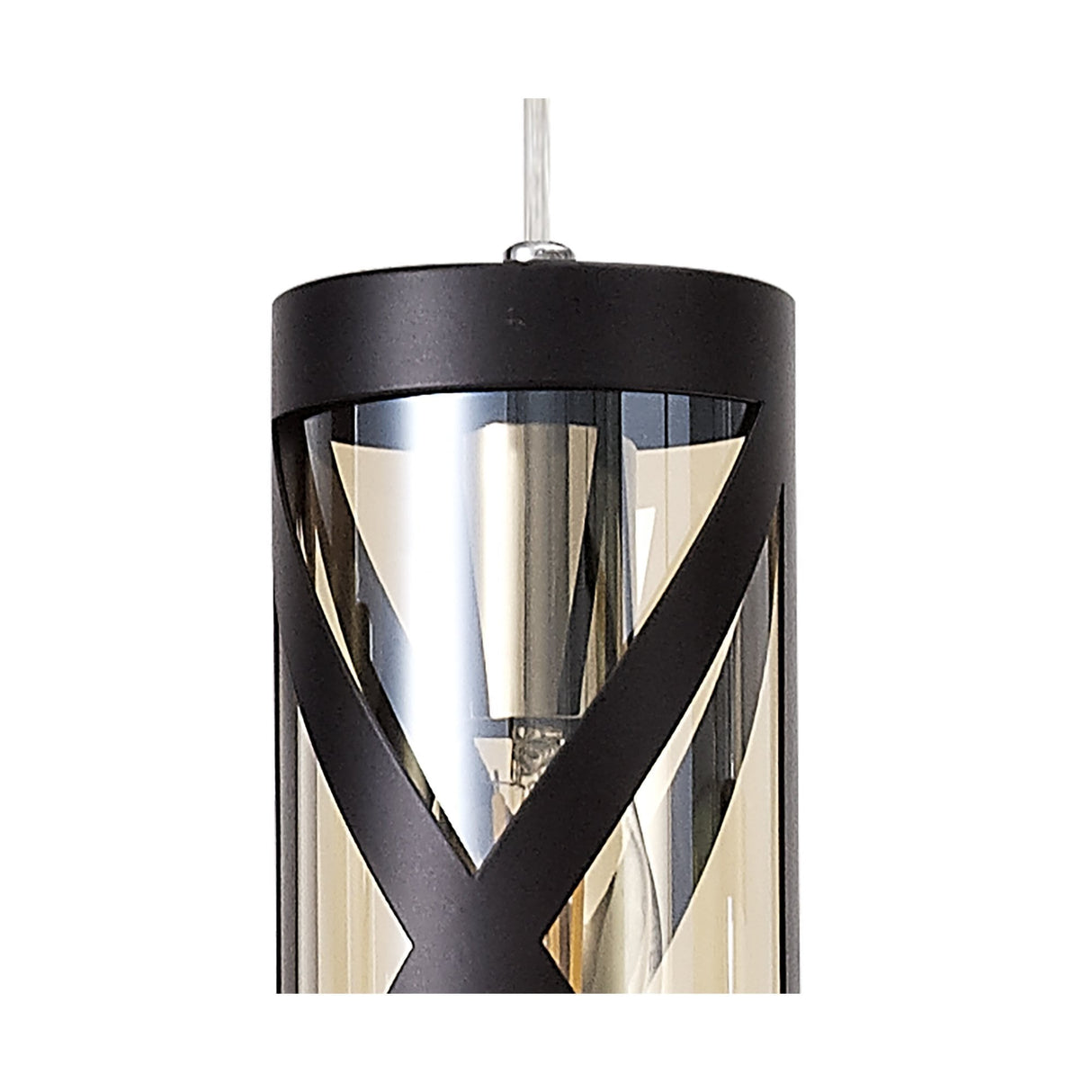 Elegant Quartet Linear Pendant in Oiled Bronze and Polished Chrome with Amber Glass Shades