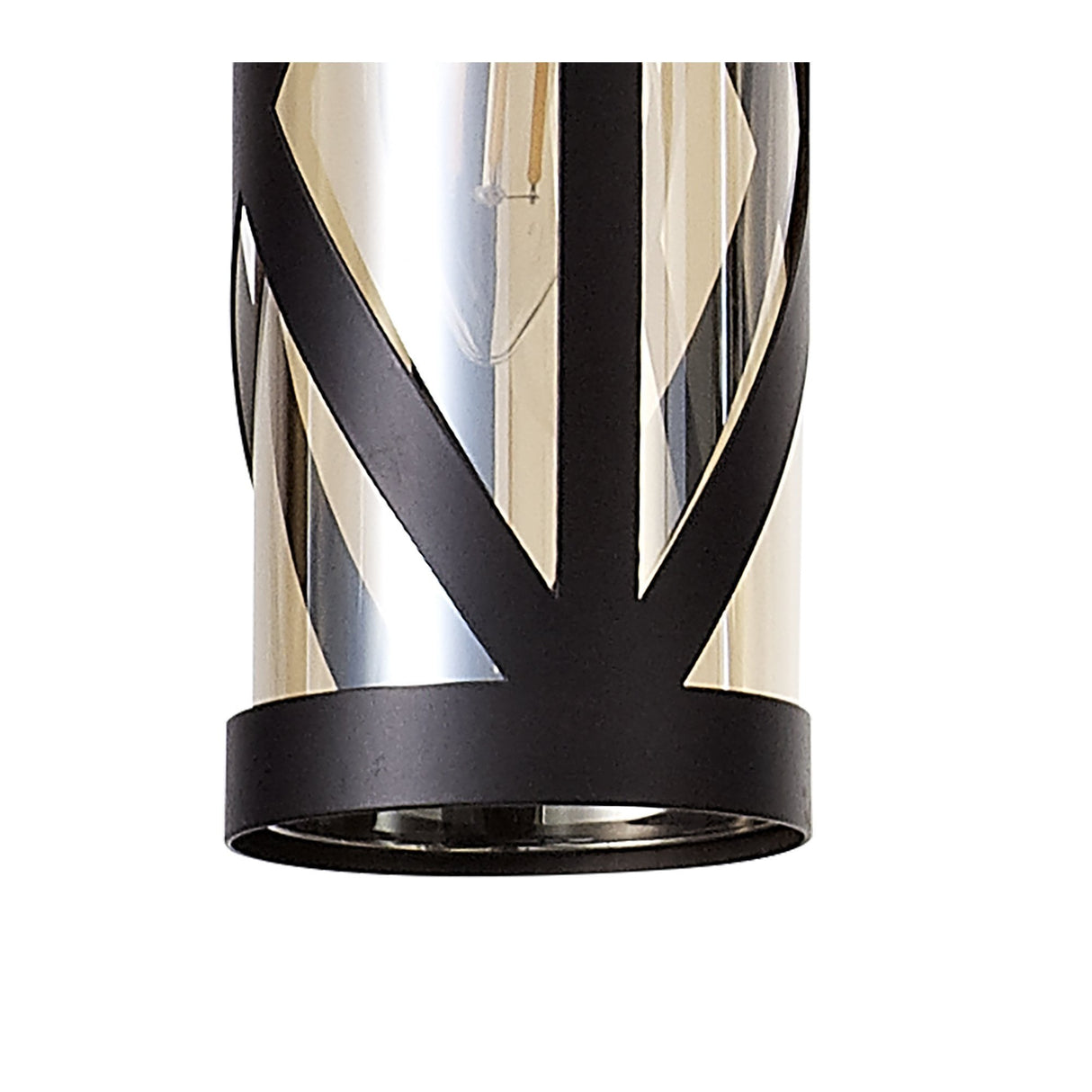 Elegant Quartet Linear Pendant in Oiled Bronze and Polished Chrome with Amber Glass Shades