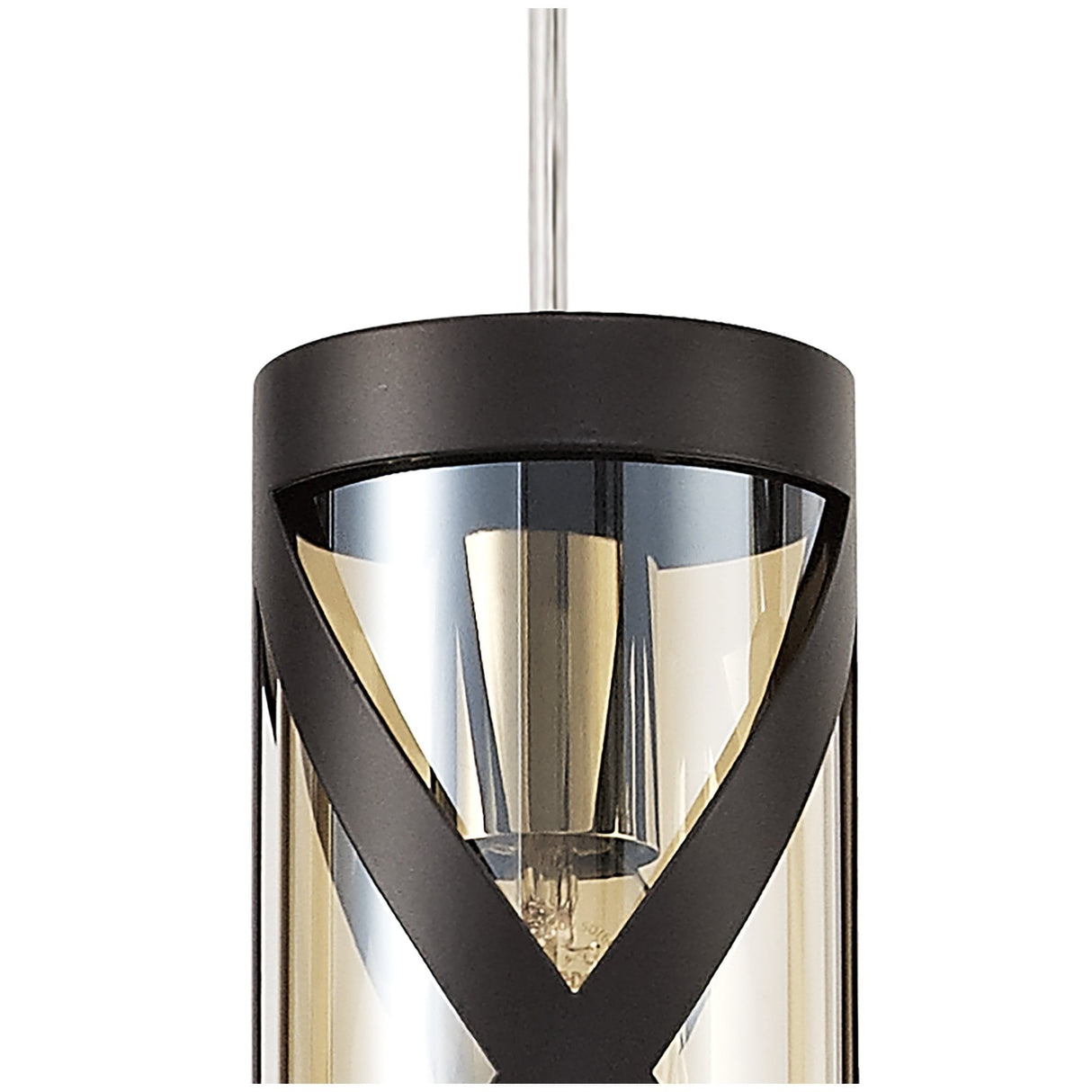 Tri-Light Amber Glow Pendant with Oiled Bronze and Chrome Finish