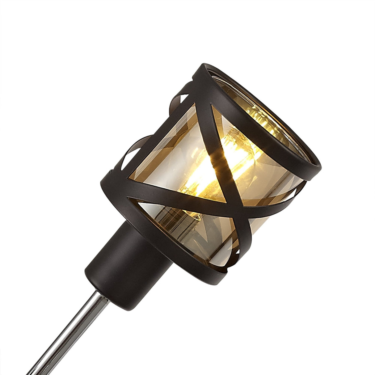 Adjustable 4-Light Pendant in Oiled Bronze & Polished Chrome with Amber Shade