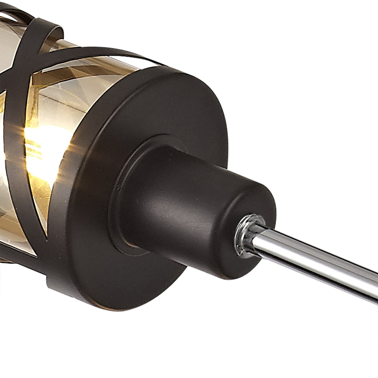 Adjustable 4-Light Pendant in Oiled Bronze & Polished Chrome with Amber Shade