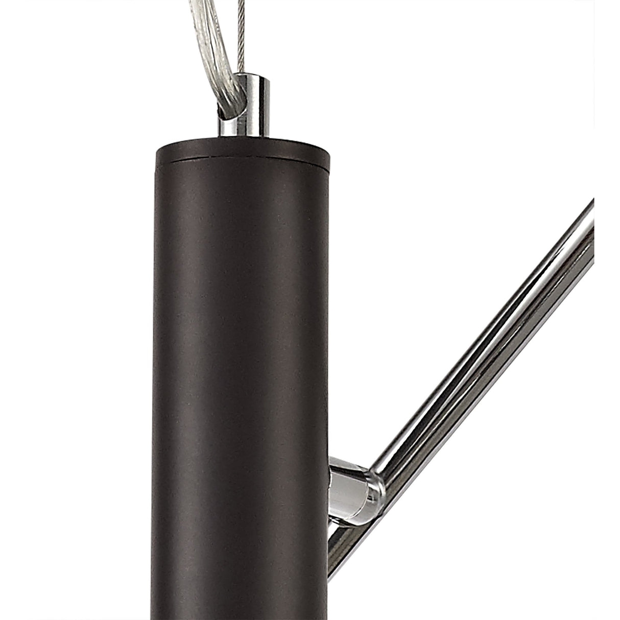 Adjustable 4-Light Pendant in Oiled Bronze & Polished Chrome with Amber Shade