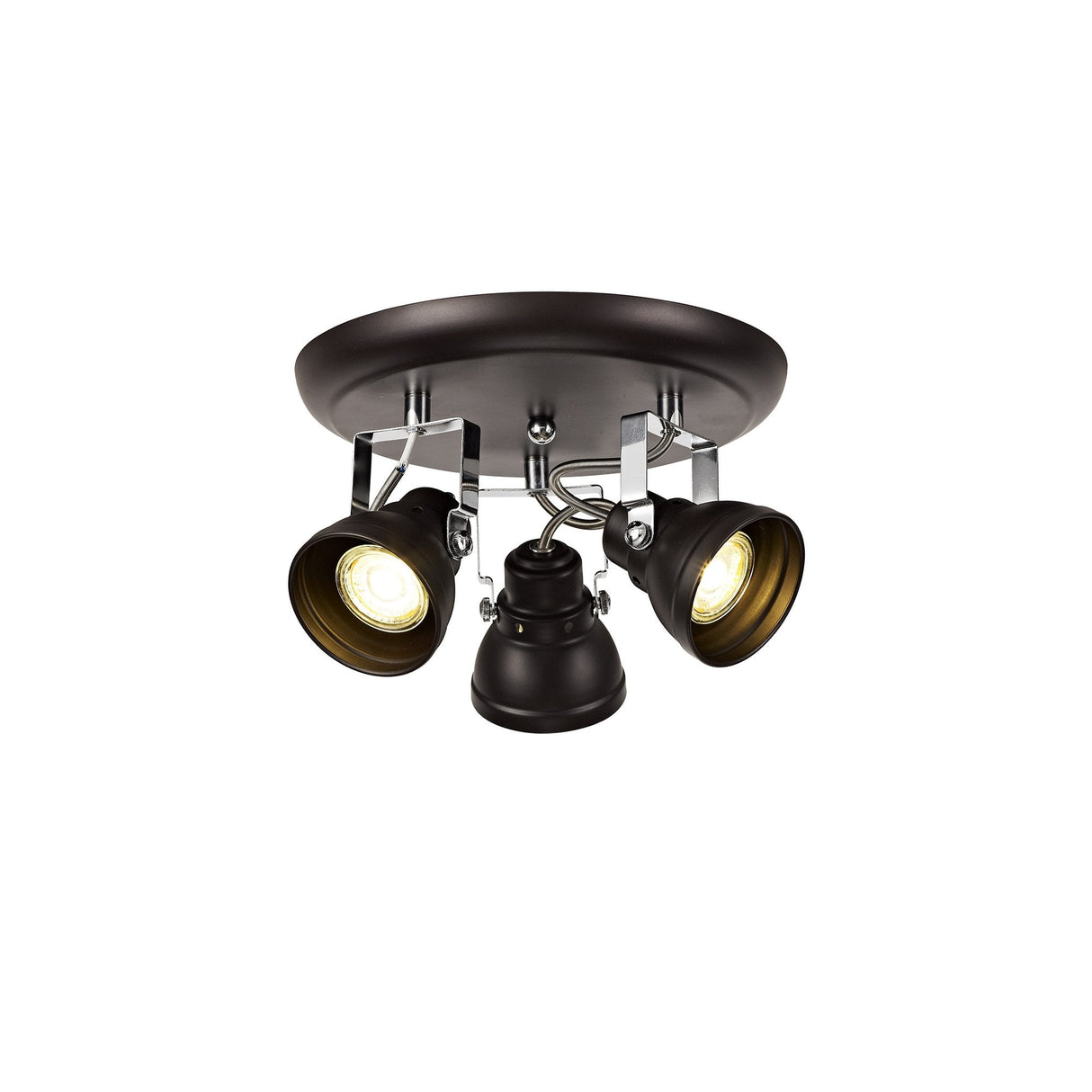 Versatile Triple GU10 Spotlight in Oiled Bronze and Polished Chrome Finish