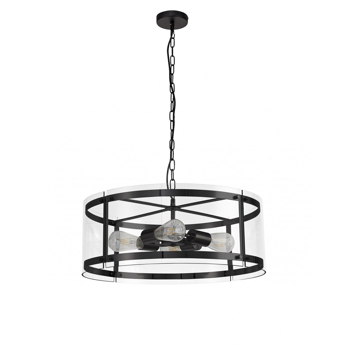 Modern Pendant Chandelier, 4-Light, Matte Black Finish