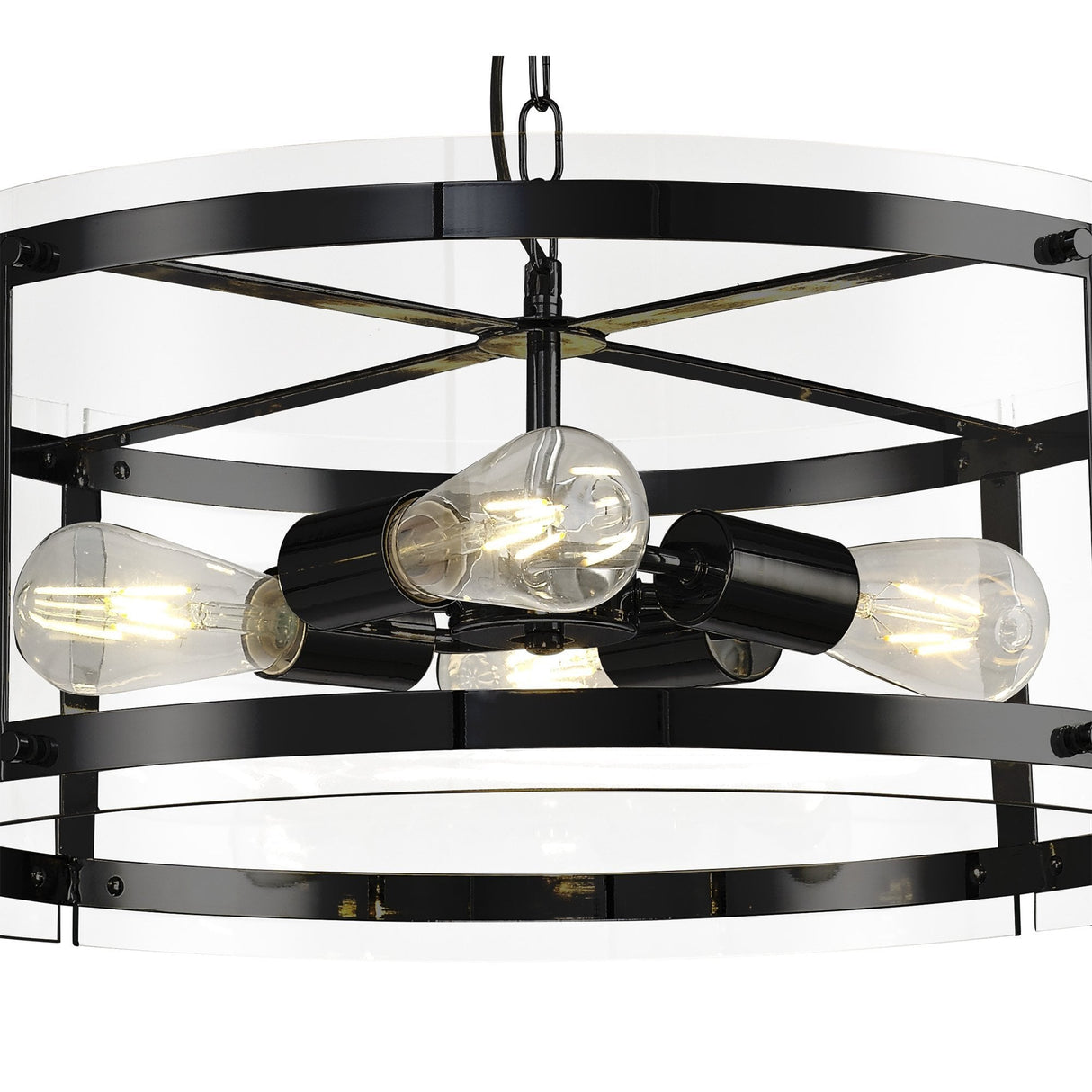 Modern Pendant Chandelier, 4-Light, Matte Black Finish
