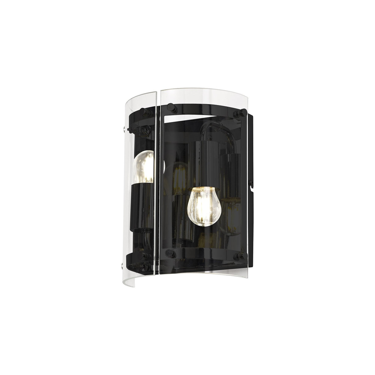 Contemporary Matte Black Dual-Light Wall Sconce with Clear Shades