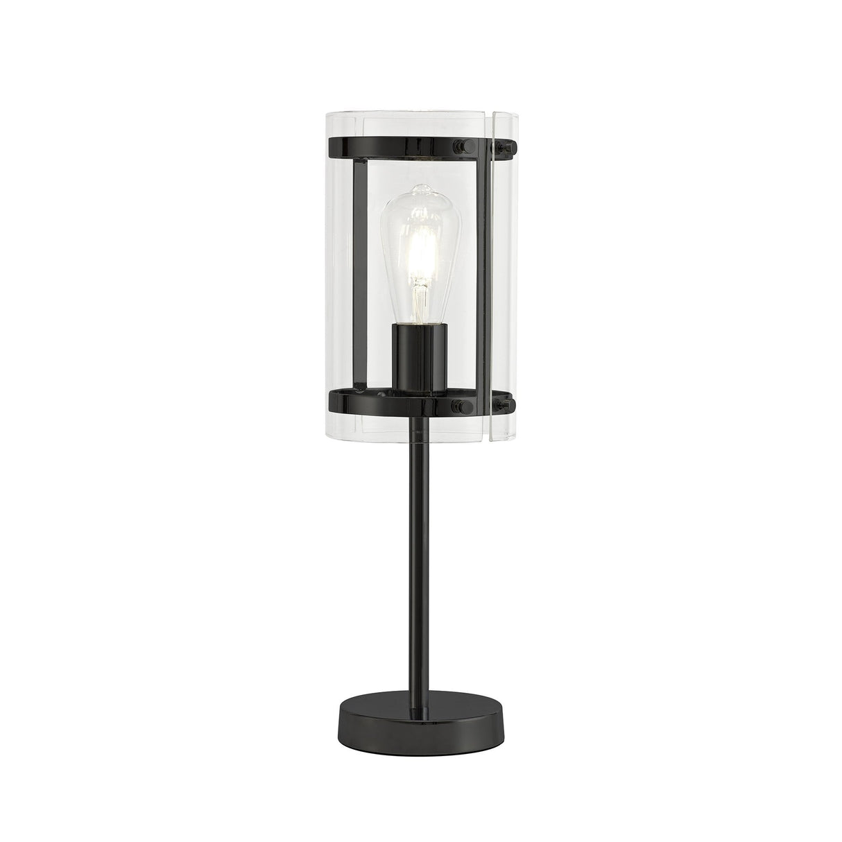 Sleek Matte Black Table Lamp with Clear Shade and Inline Switch