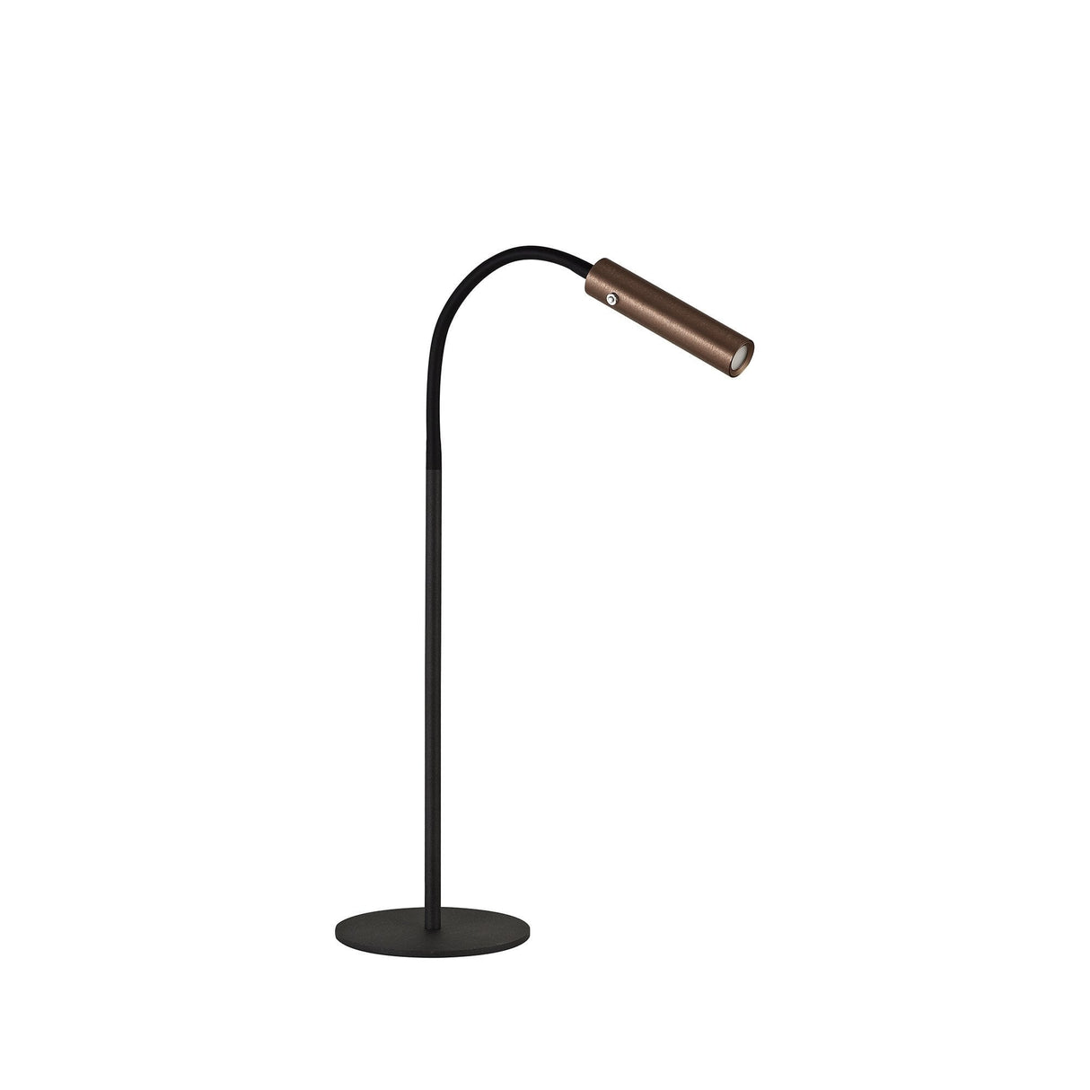 Adjustable Black and Satin Copper LED Table Lamp with Touch Dimmer and 3-Year Warranty