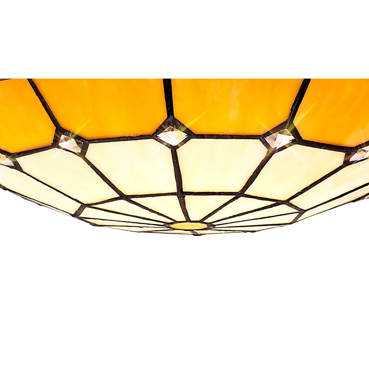 Elegant Tiffany Style Pendant Light with Aged Brass and Crystal Accent