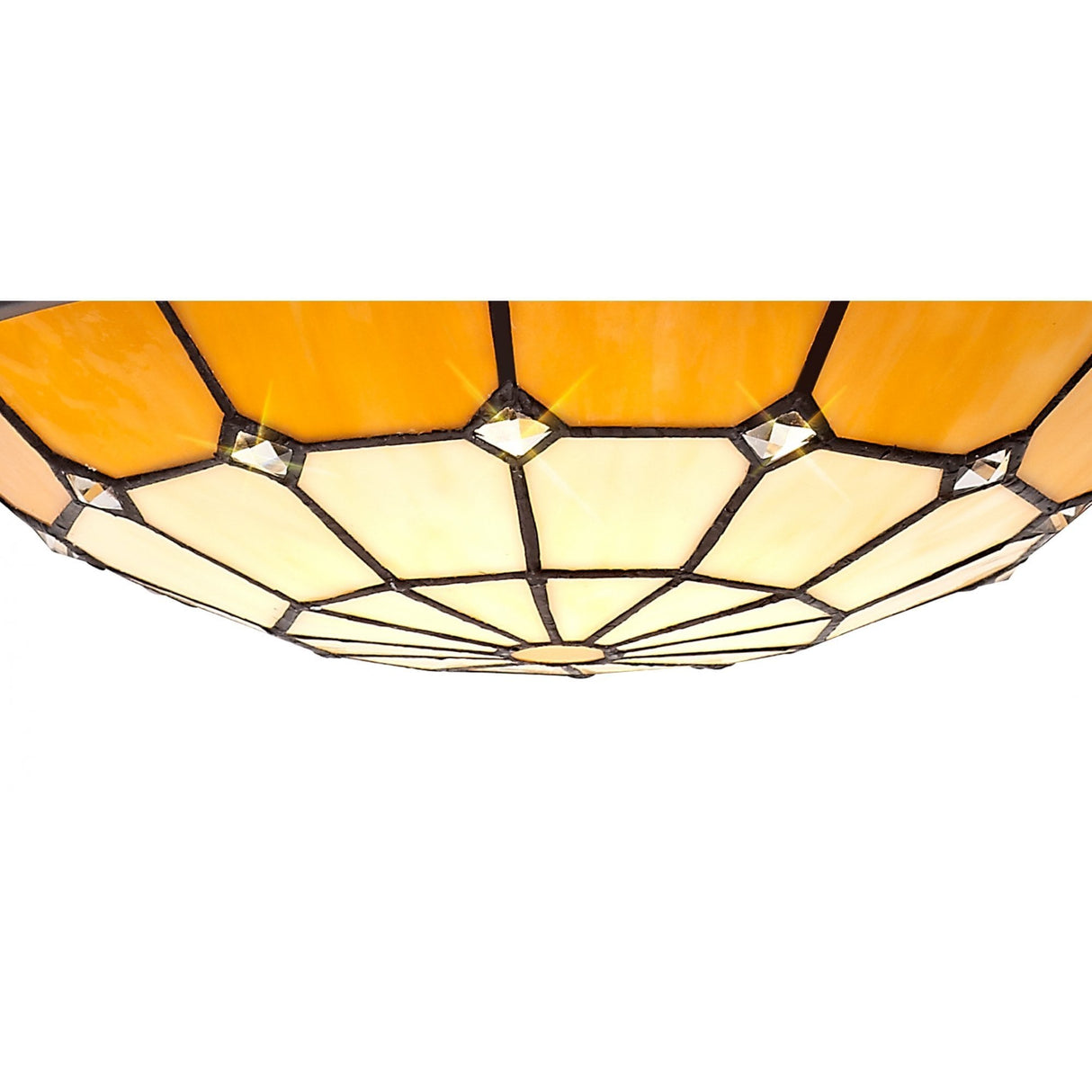 Elegant Tiffany Style Pendant Light with Aged Brass and Crystal Accent