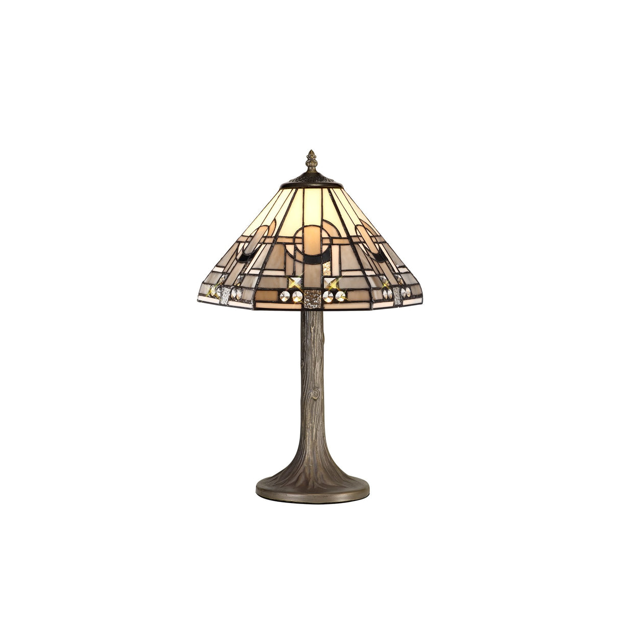 Elegant Leaf-Inspired Table Lamp with 30cm Tiffany Shade and Antique Brass Finish