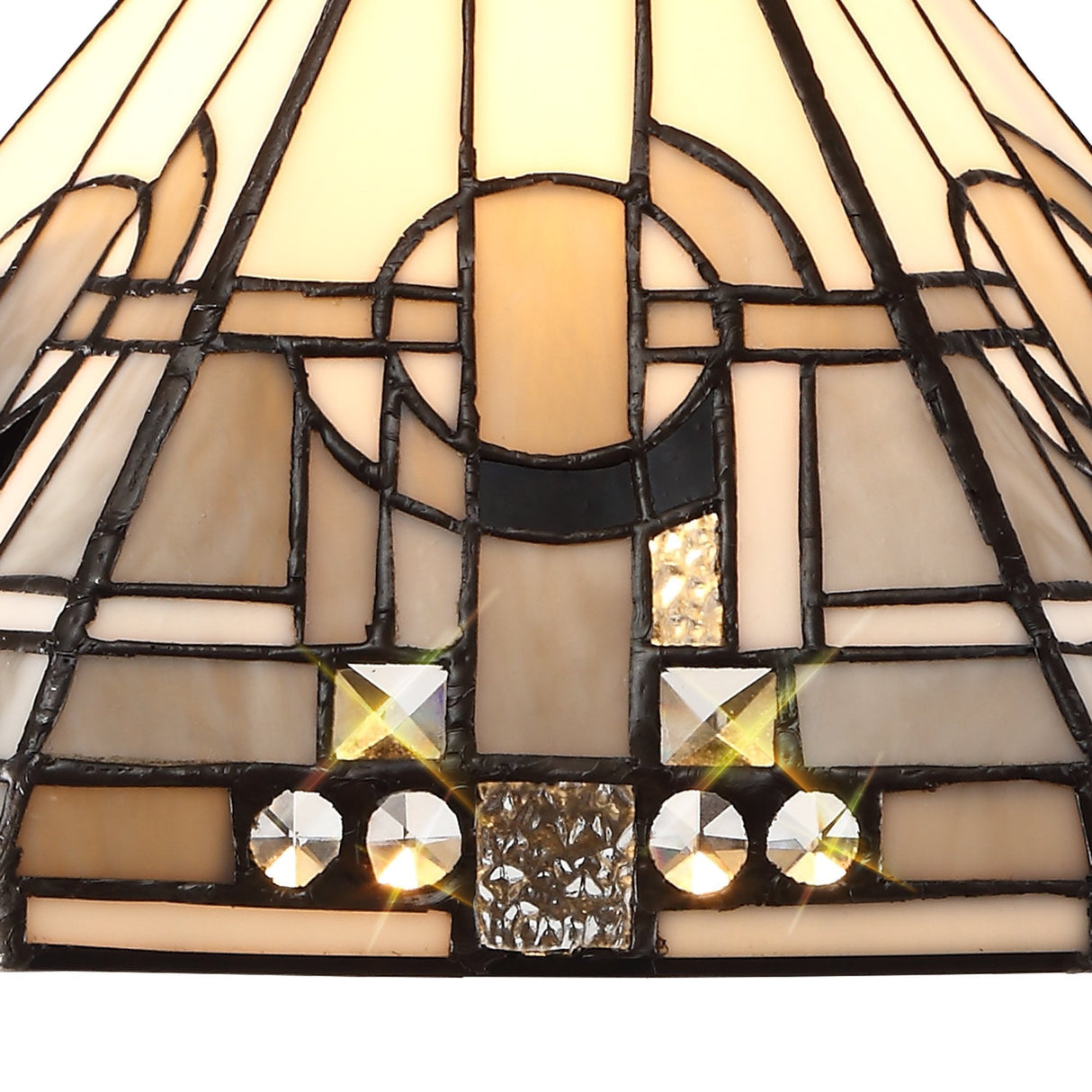 Elegant Tiffany Style Pendant Light with Antique Brass and Crystal Accents