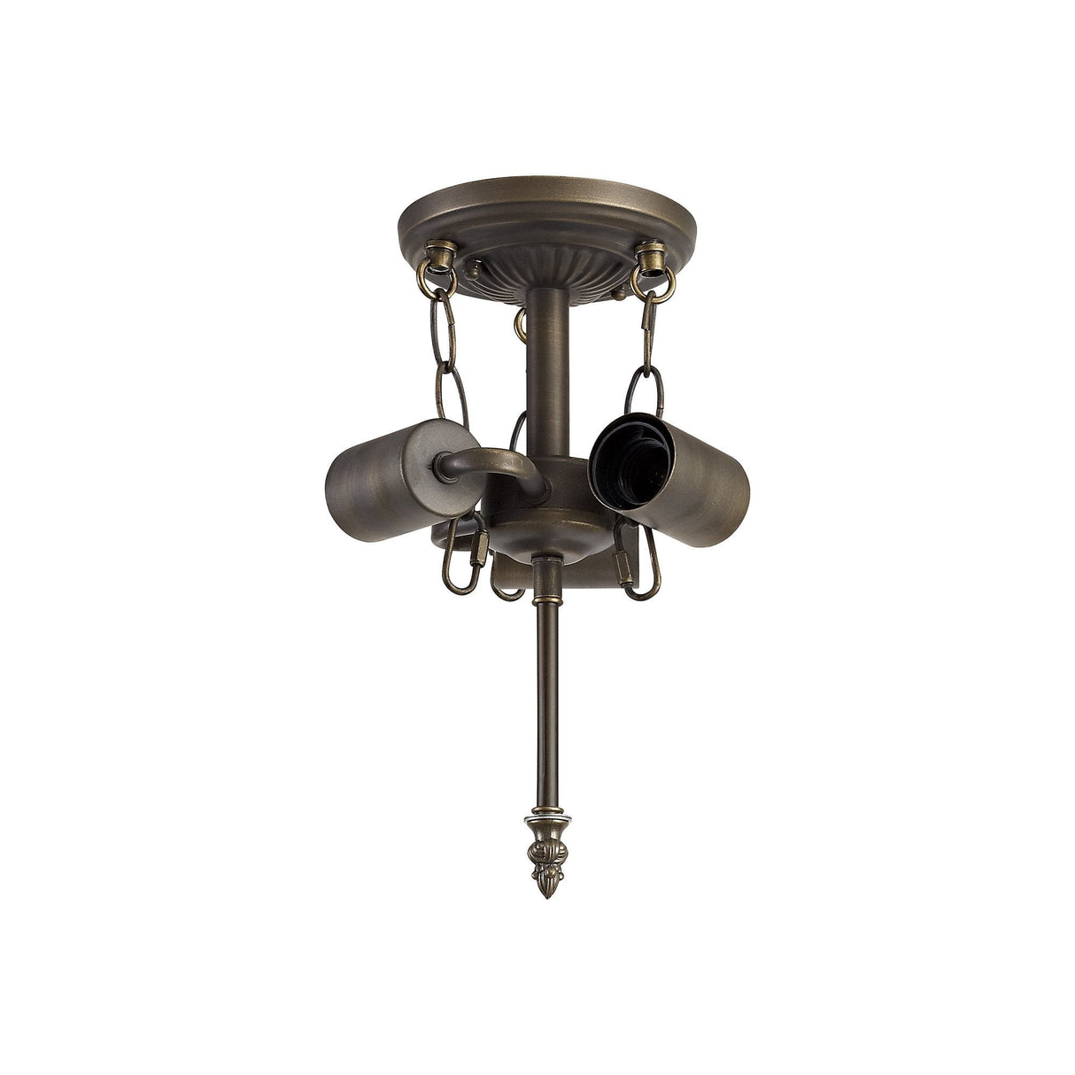 Elegant 3-Light Semi-Flush Mount with Antique Brass Finish and Tiffany-Style Shade