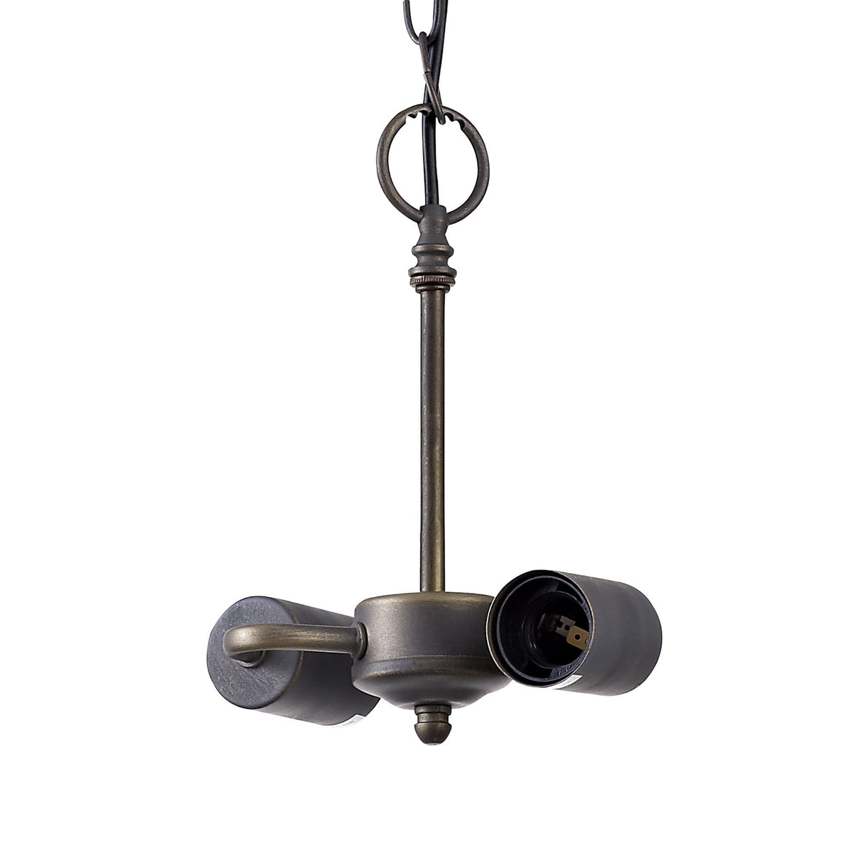 Elegant 2-Light Pendant with 40cm Tiffany Shade in Grey/White and Antique Brass