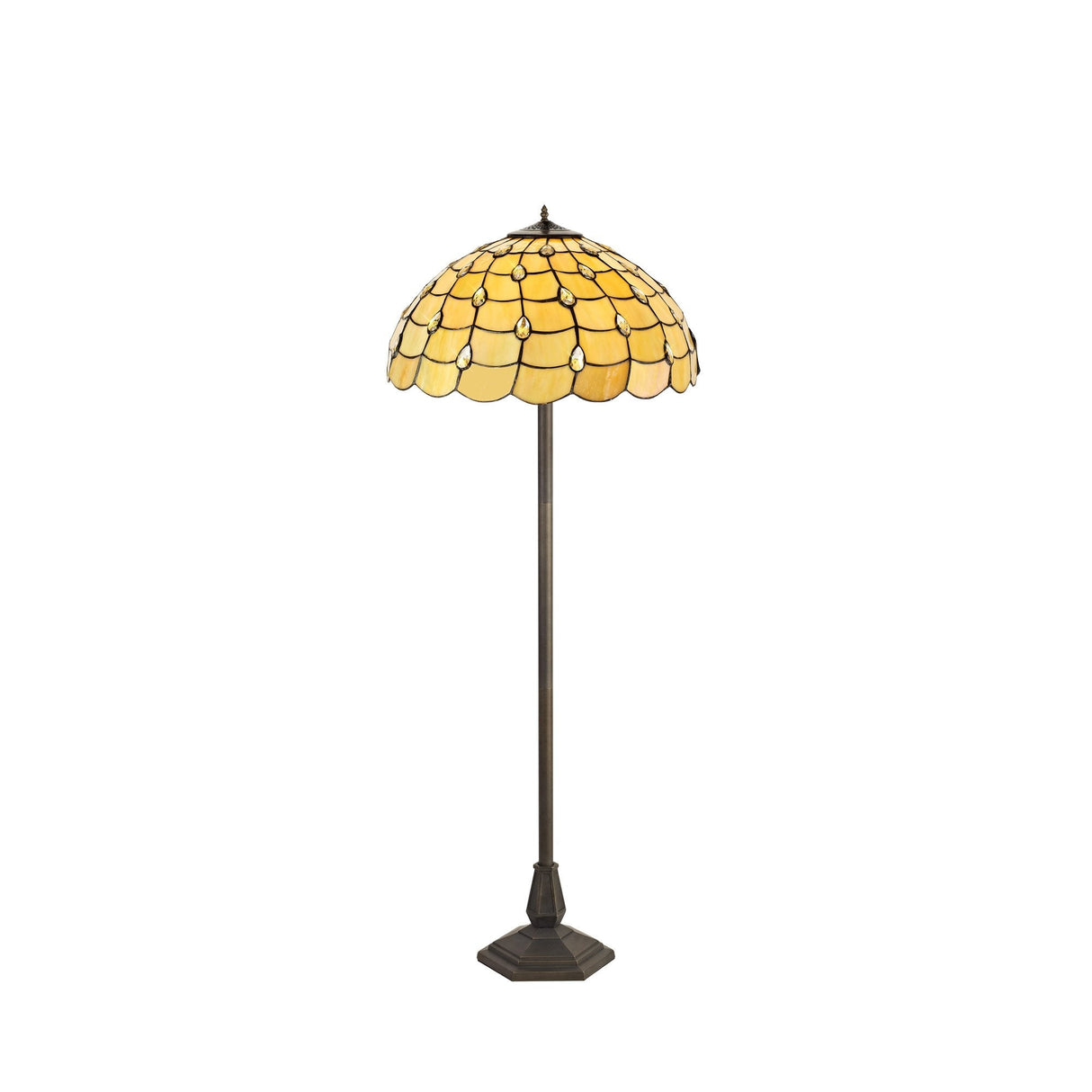 Elegant Octagonal Tiffany Floor Lamp with Dual Light and Crystal Accents