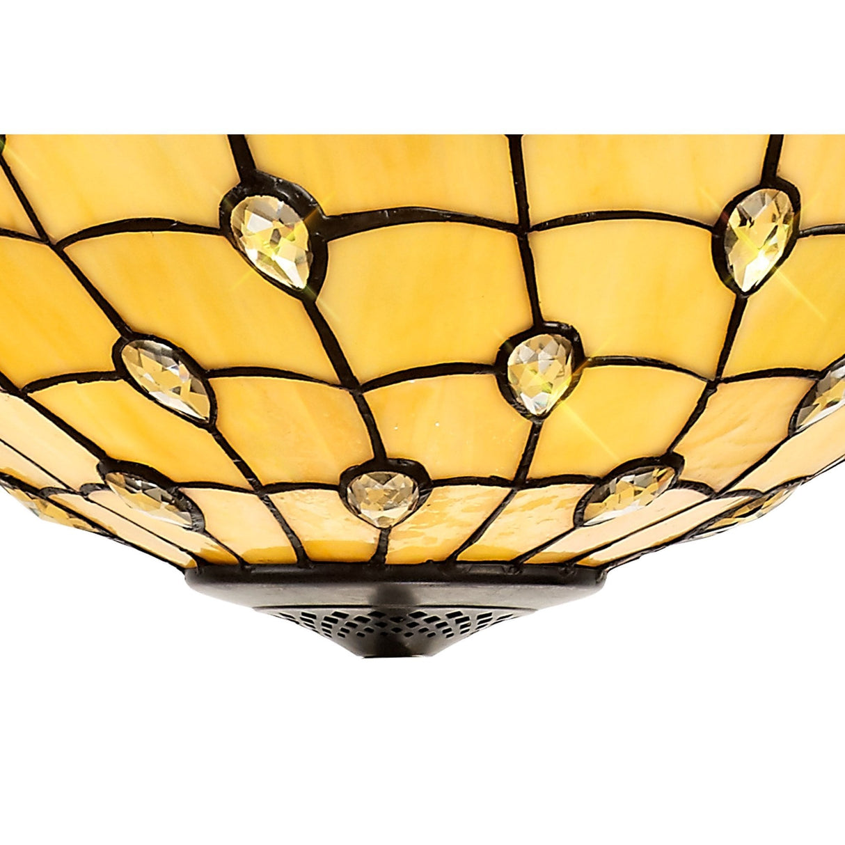 Elegant Two-Light Tiffany Floor Lamp with Leaf Design and 50cm Shade in Antique Brass and Crystal Accents