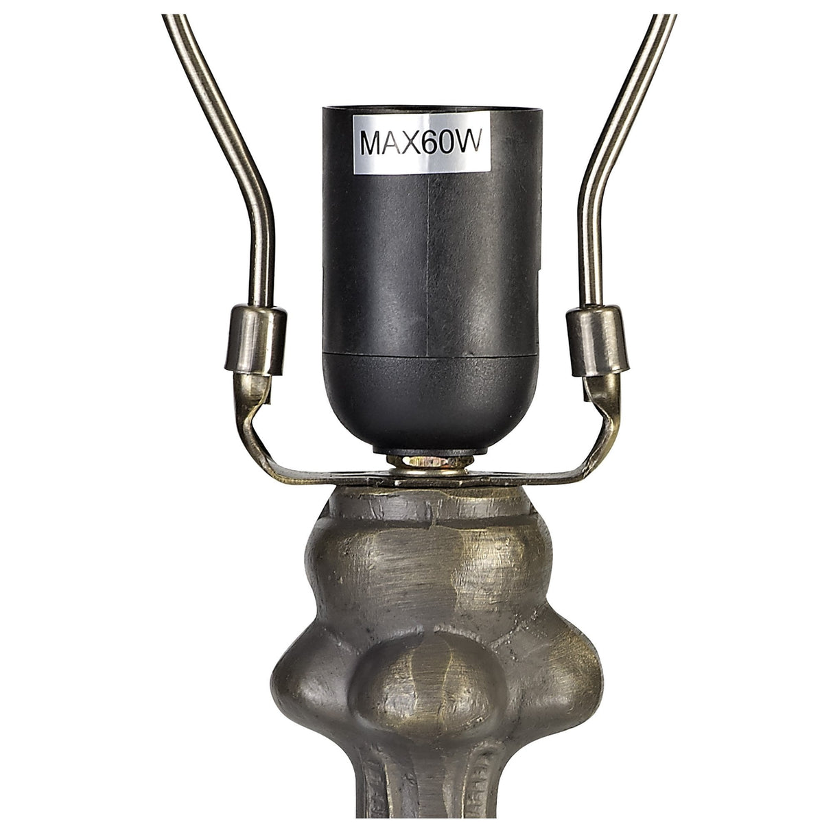 Vintage-Style Table Lamp with Handcrafted Tiffany Shade in Blue and Amber Antique Finish