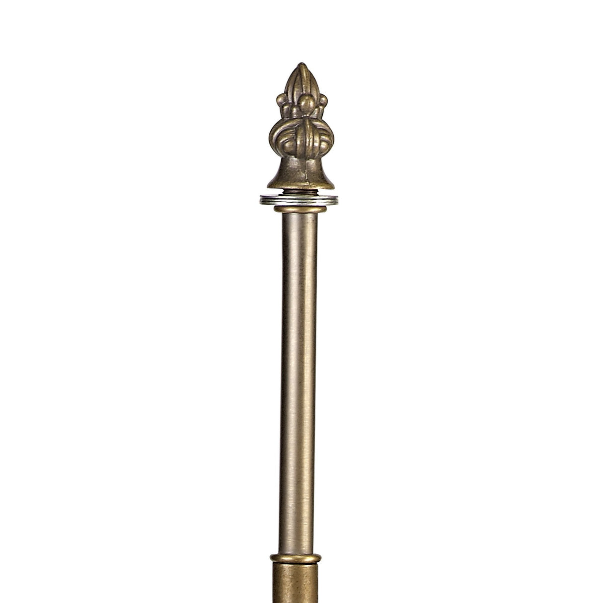 Elegant Octagonal Table Lamp with Blue and Orange Tiffany Shade, Aged Antique Brass Finish