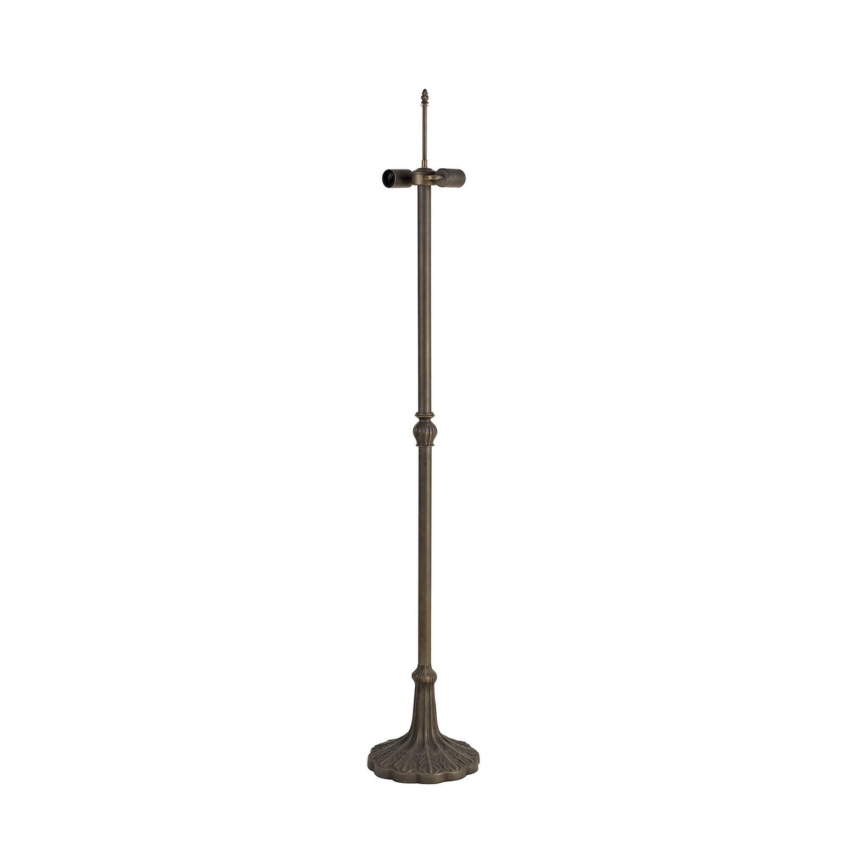 Tiffany-Style Leaf Design Floor Lamp with Dual E27 Sockets and Aged Antique Brass Finish