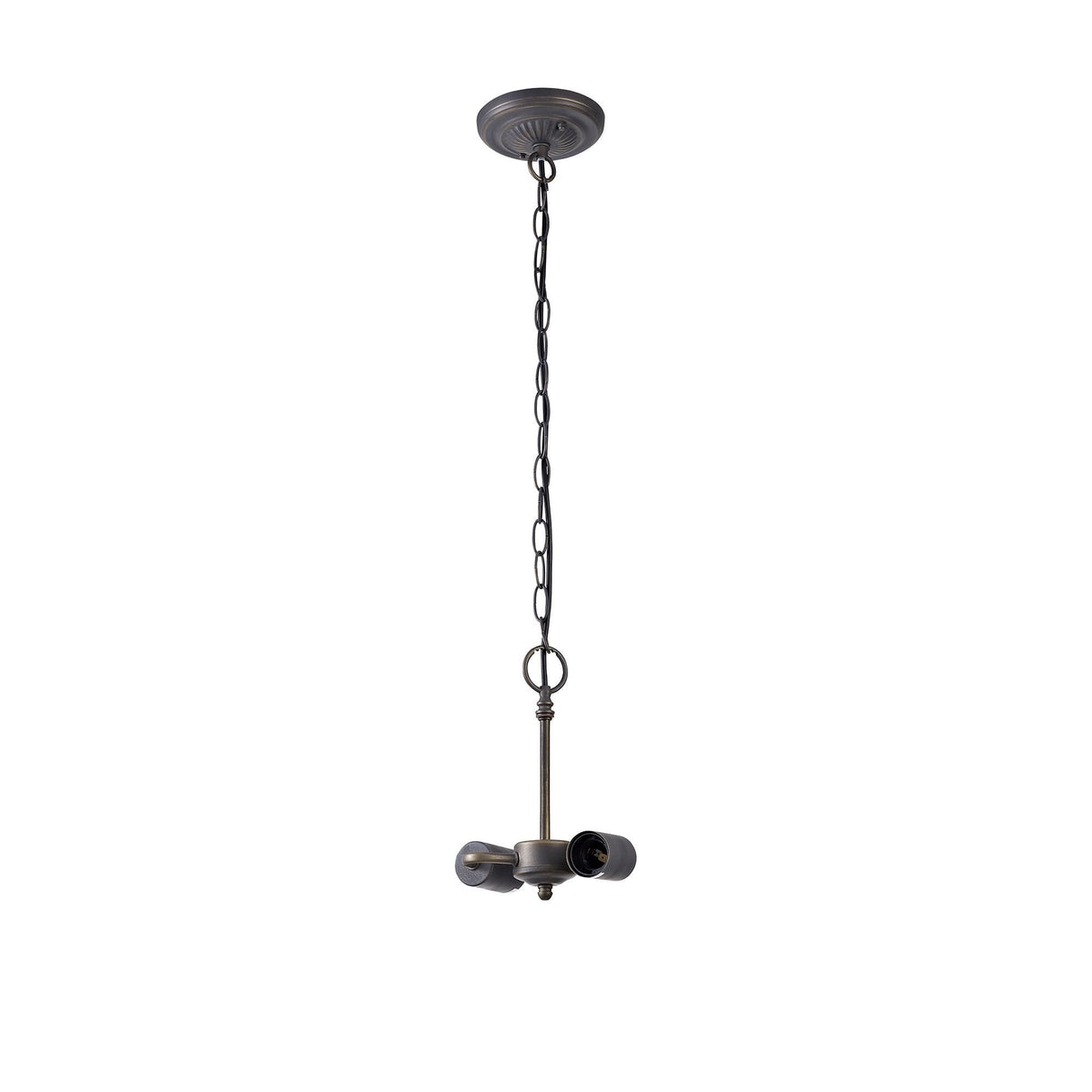 Vintage Elegance: Dual Light Pendant with 40cm Tiffany Style Shade in Purple/Pink and Antique Brass Finish