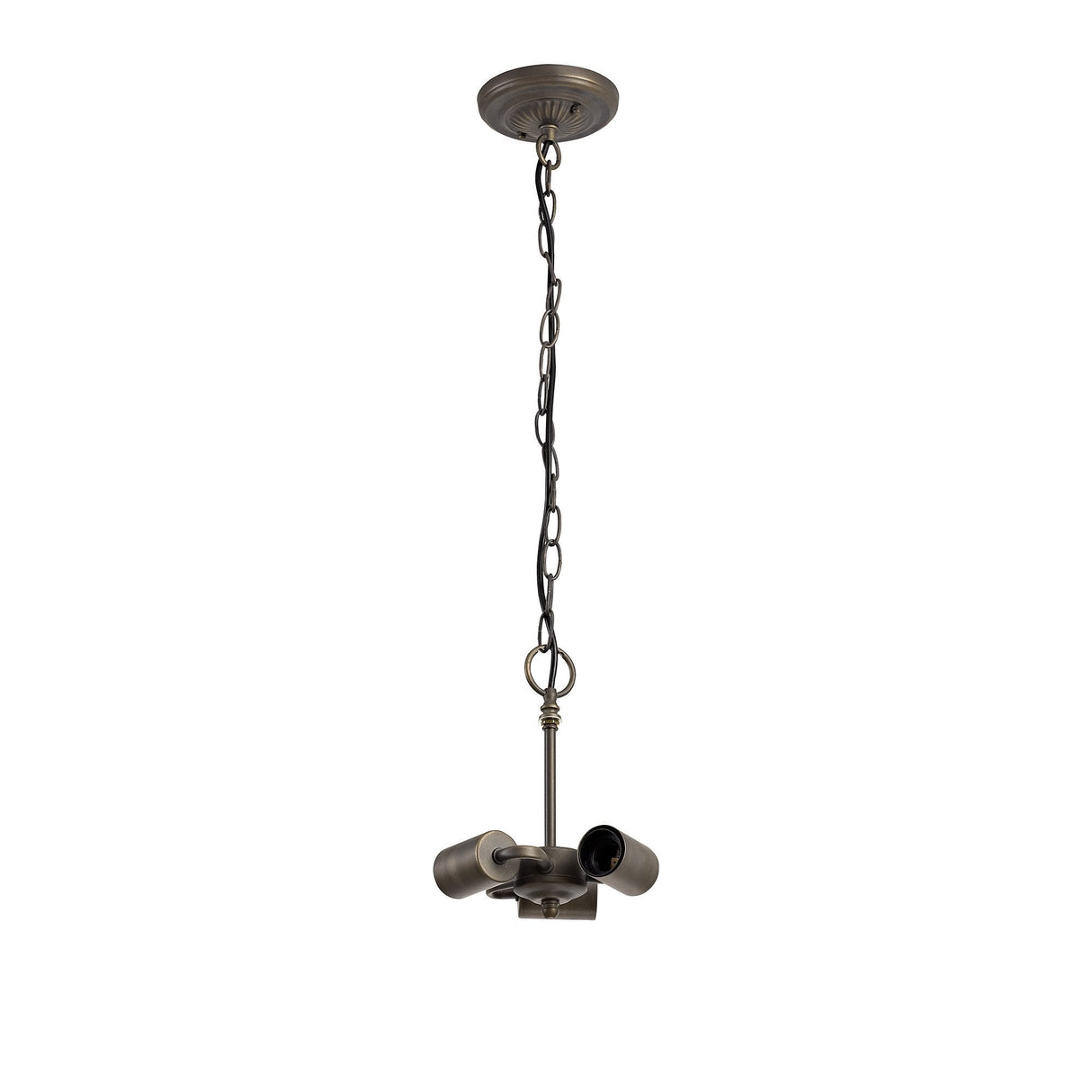 Elegant Antique Brass Pendant with Tiffany Shades and Crystal Accents