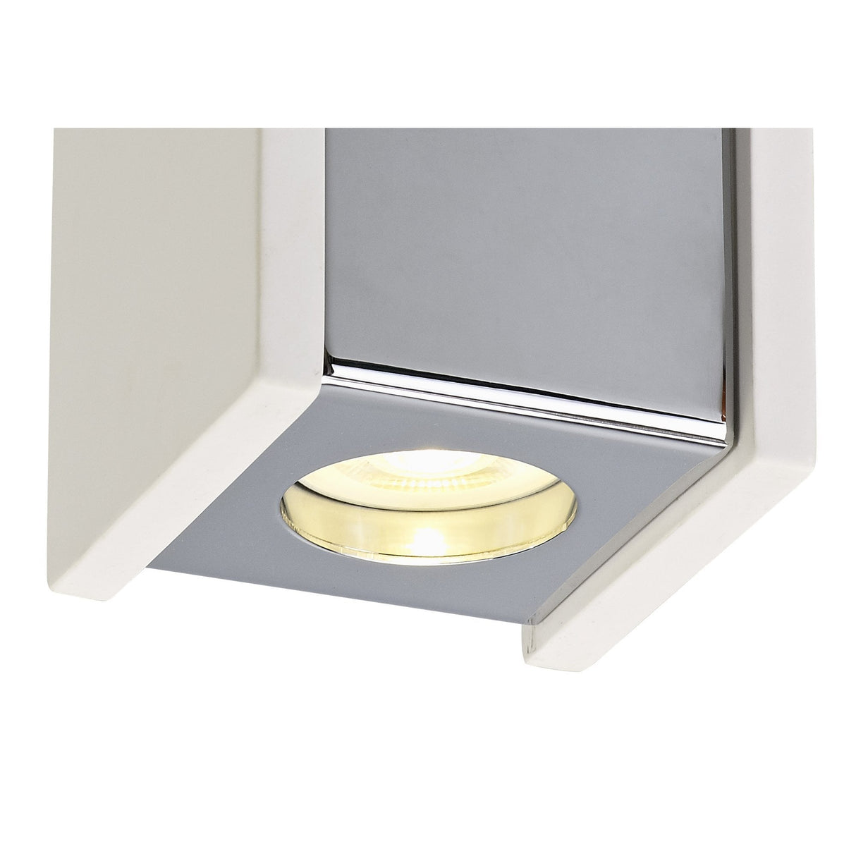 Sleek Single GU10 Ceiling Light: Paintable White Gypsum with Polished Chrome Accent