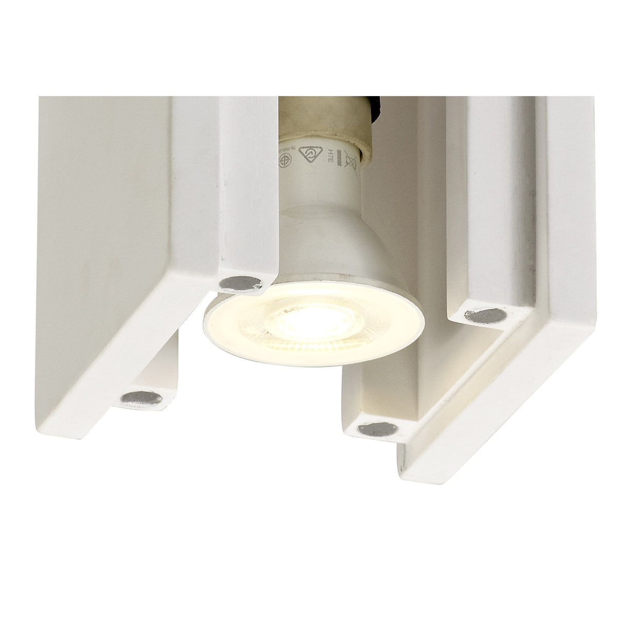 Sleek Single GU10 Ceiling Light: Paintable White Gypsum with Polished Chrome Accent