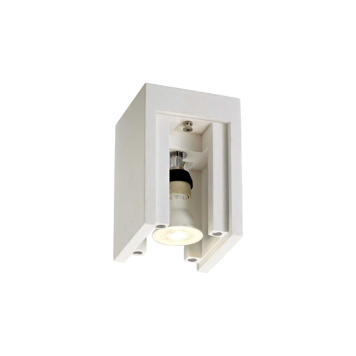Sleek Single GU10 Ceiling Light: Paintable White Gypsum with Polished Chrome Accent