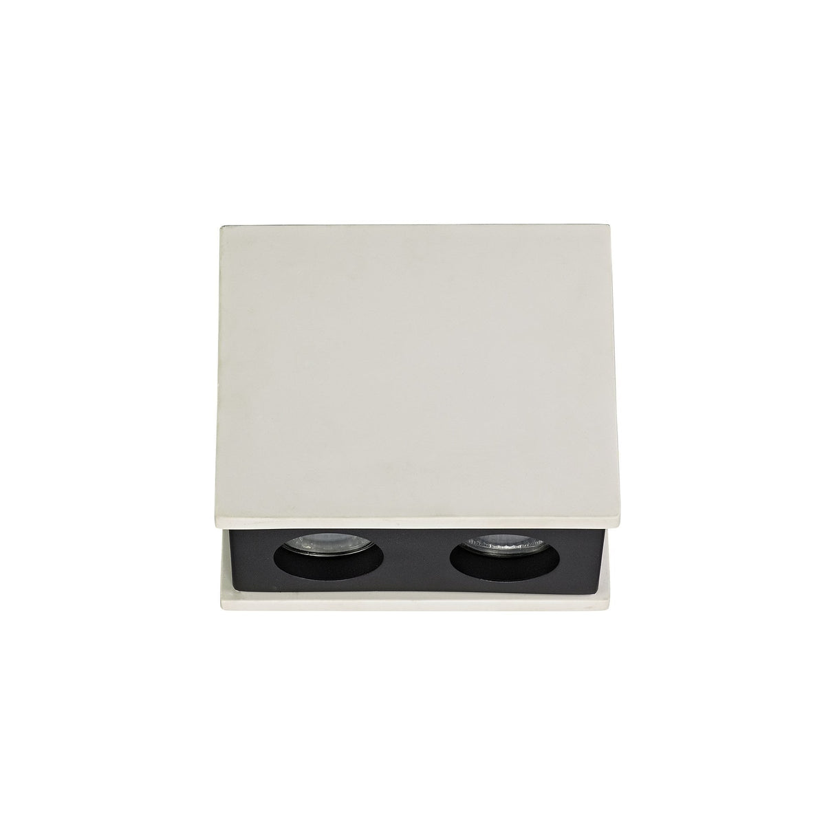 Dual Spotlight Ceiling Fixture - Customizable White Gypsum with Matte Black Accents