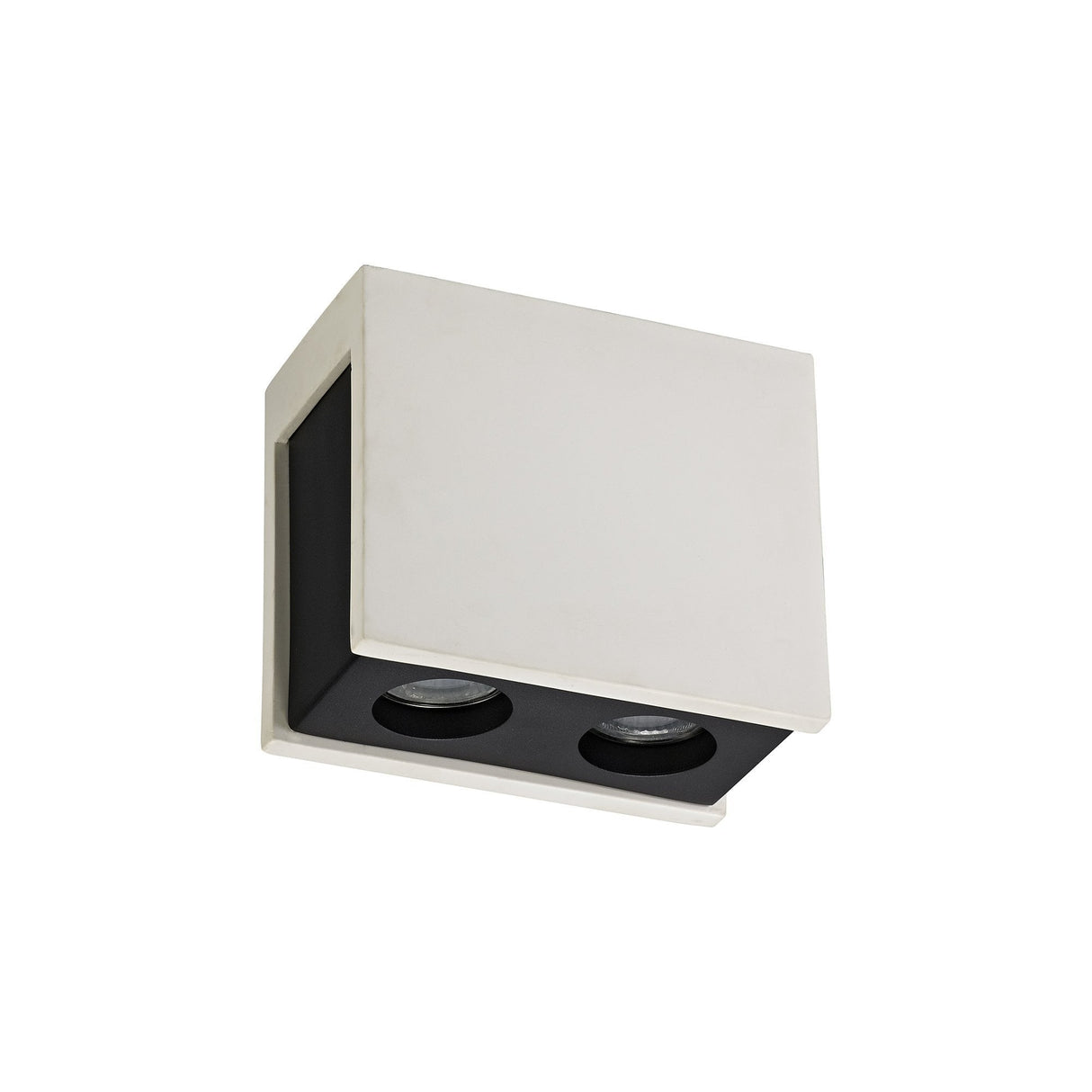 Dual Spotlight Ceiling Fixture - Customizable White Gypsum with Matte Black Accents