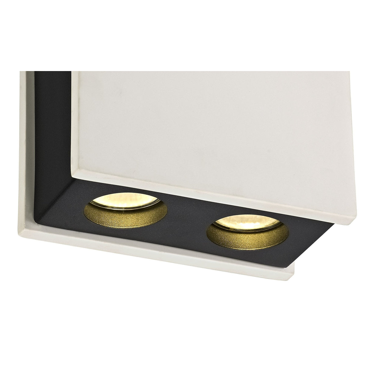 Dual Spotlight Ceiling Fixture - Customizable White Gypsum with Matte Black Accents
