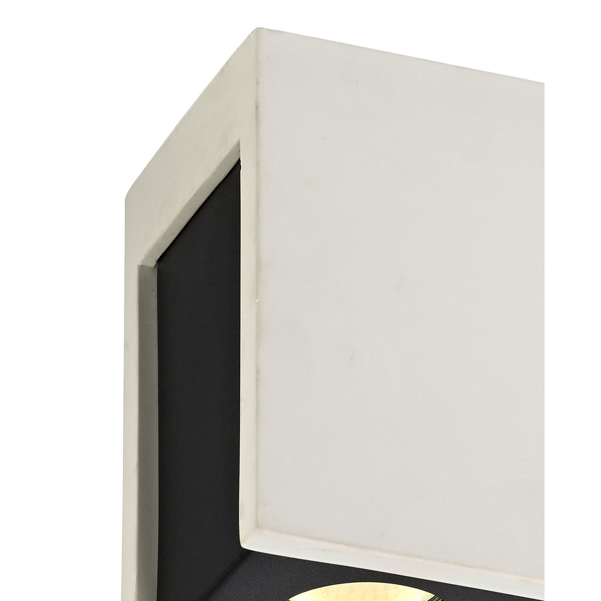 Dual Spotlight Ceiling Fixture - Customizable White Gypsum with Matte Black Accents