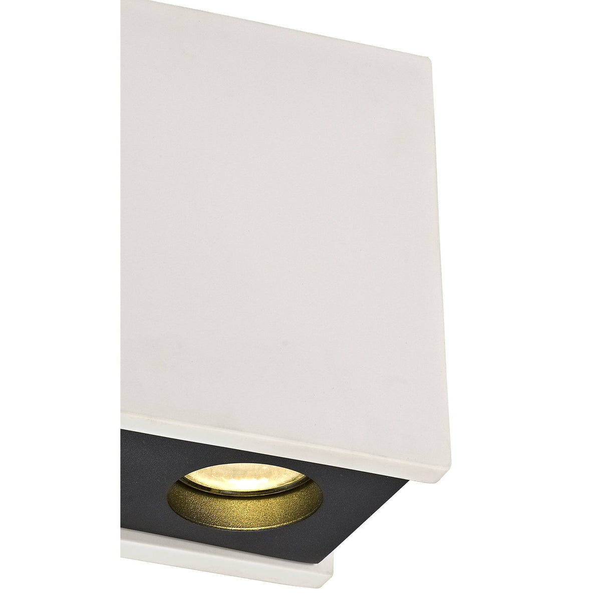 Dual Spotlight Ceiling Fixture - Customizable White Gypsum with Matte Black Accents