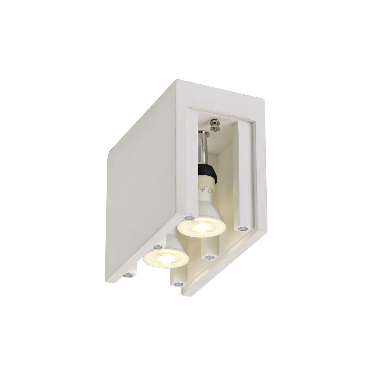 Dual Spotlight Ceiling Fixture - Customizable White Gypsum with Matte Black Accents