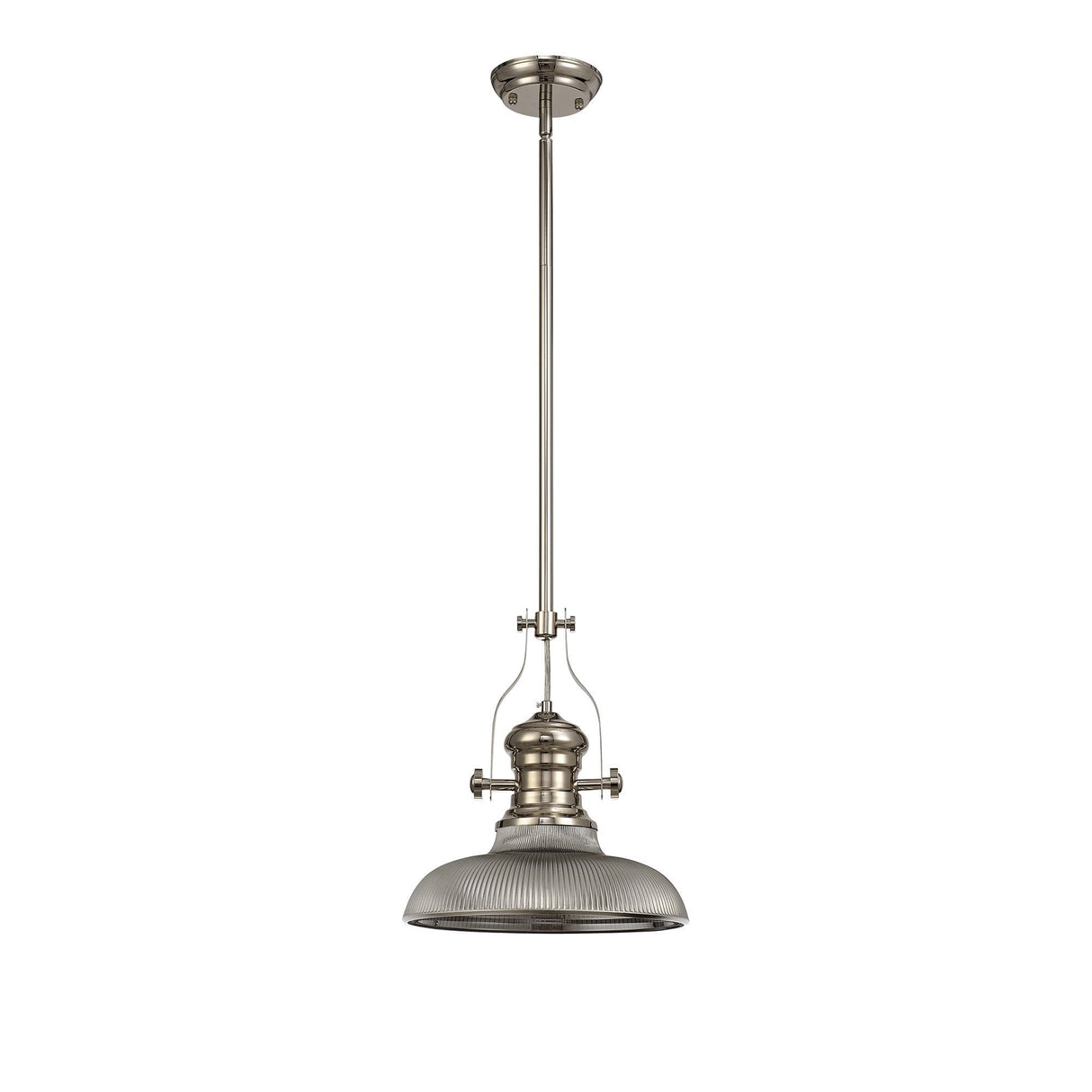 Smoked Glass 1-Light Pendant with Telescopic Polished Nickel Fixture
