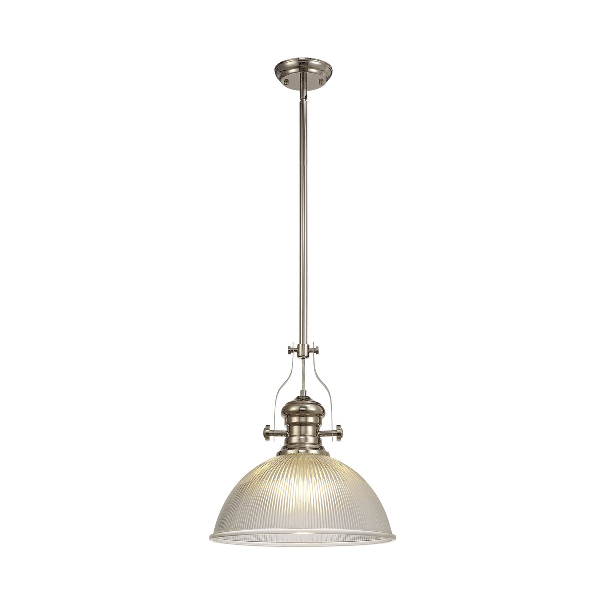 Elegant Polished Nickel Pendant Light with Clear Glass Dome Shade (38cm)