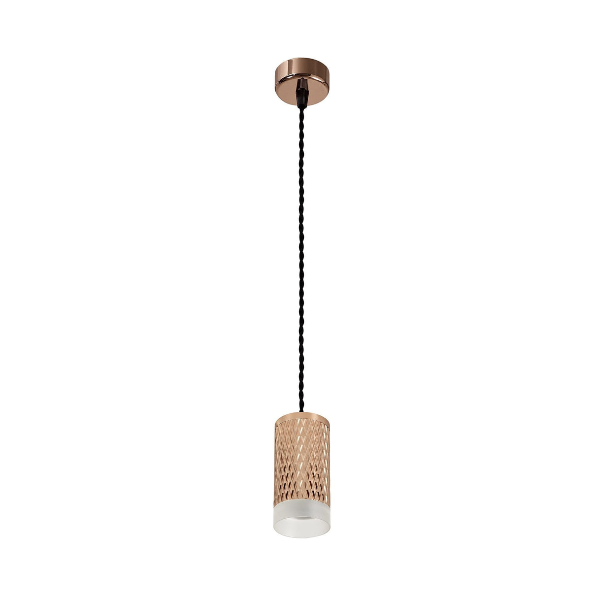 Rose Gold Pendant Light with Acrylic Accent Rings, GU10 - 11cm
