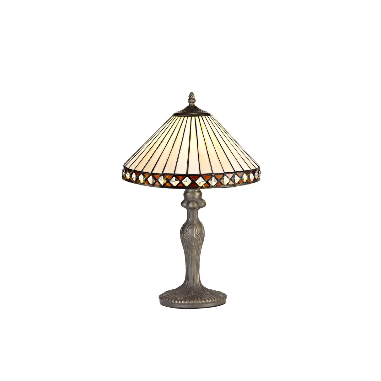 Elegance in Light: Handcrafted Tiffany Table Lamp with Antique Brass Finish