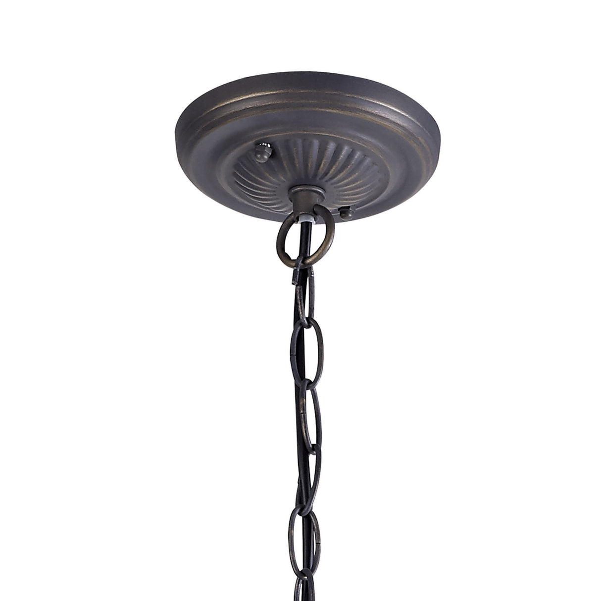 Elegant Amber & Cream Tiffany-Style Pendant Light with Aged Antique Brass Finish