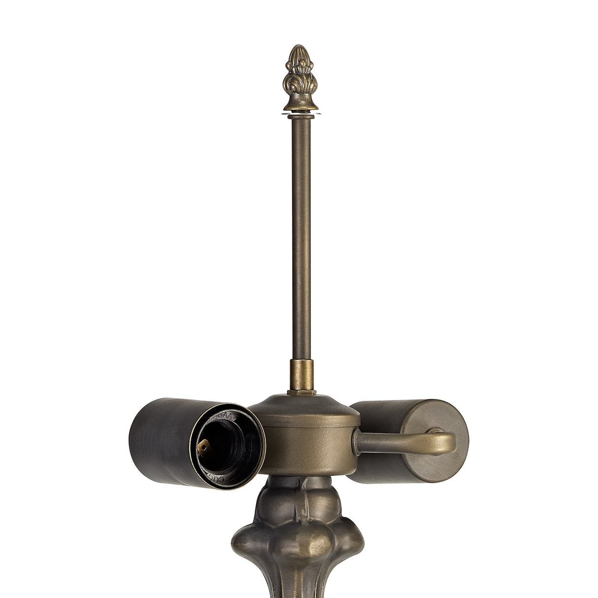 Art Deco Dual Light Table Lamp with Tiffany Glass and Antique Brass Finish