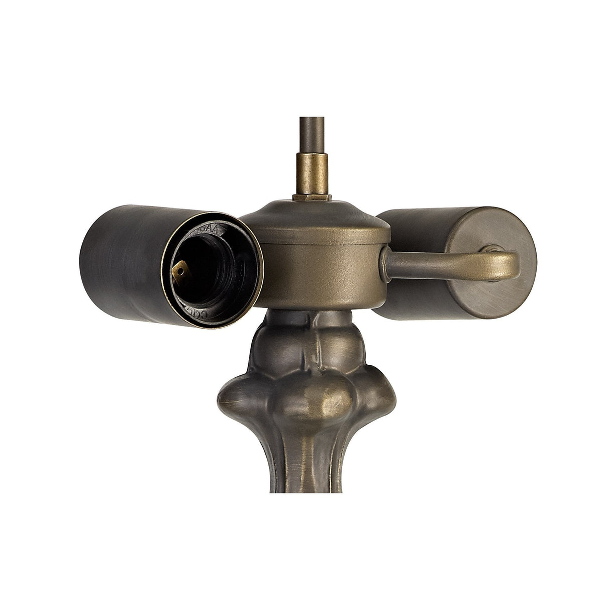 Art Deco Dual Light Table Lamp with Tiffany Glass and Antique Brass Finish