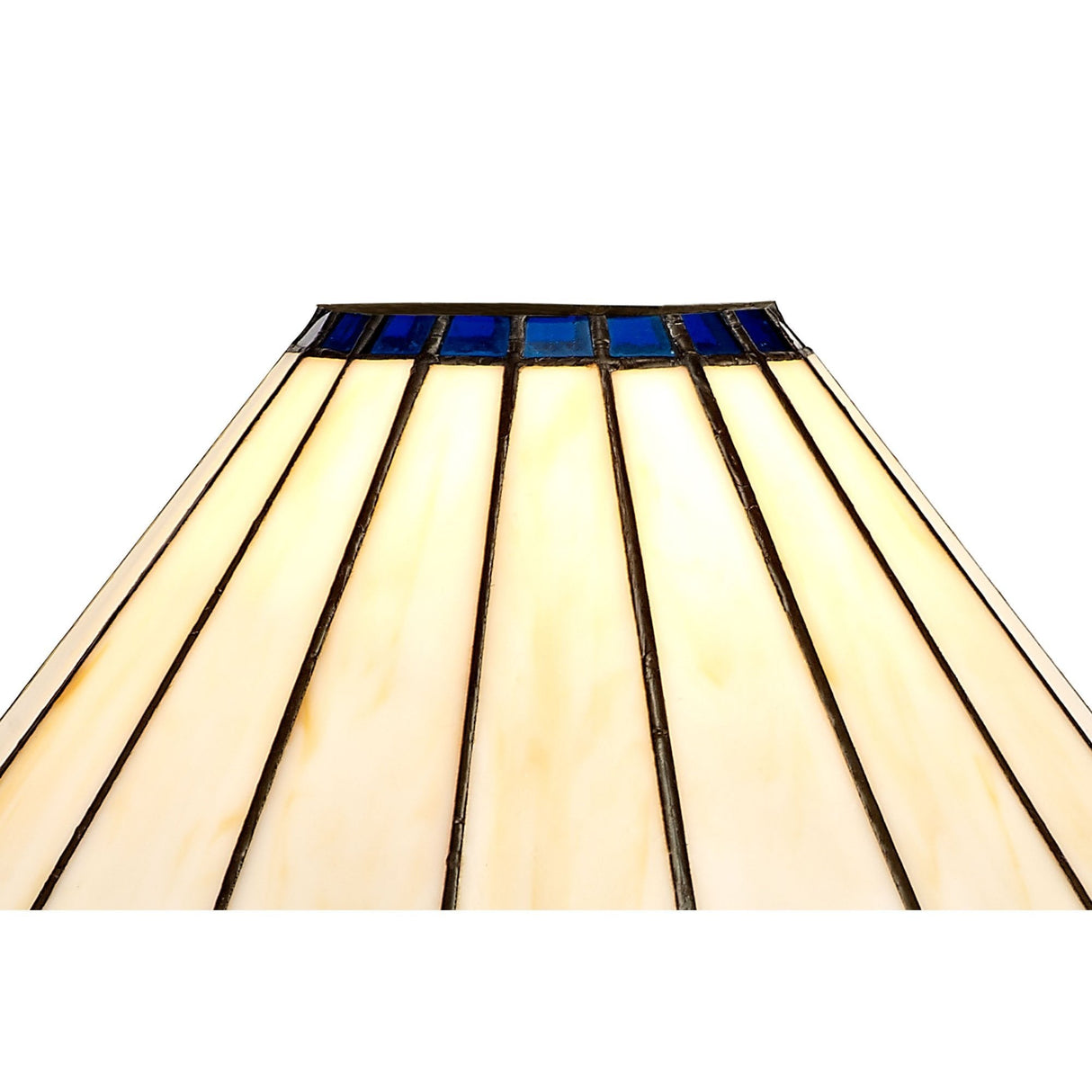 Elegant 2-Light Pendant with 30cm Blue Tiffany Shade and Aged Brass Finish