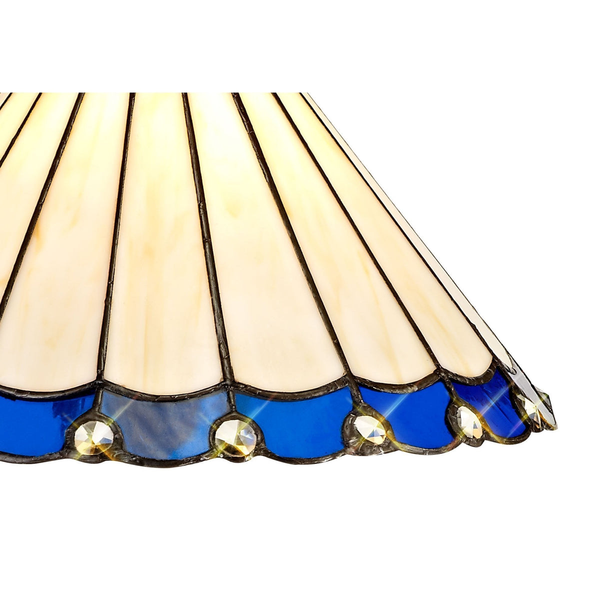 Elegant 2-Light Pendant with 30cm Blue Tiffany Shade and Aged Brass Finish