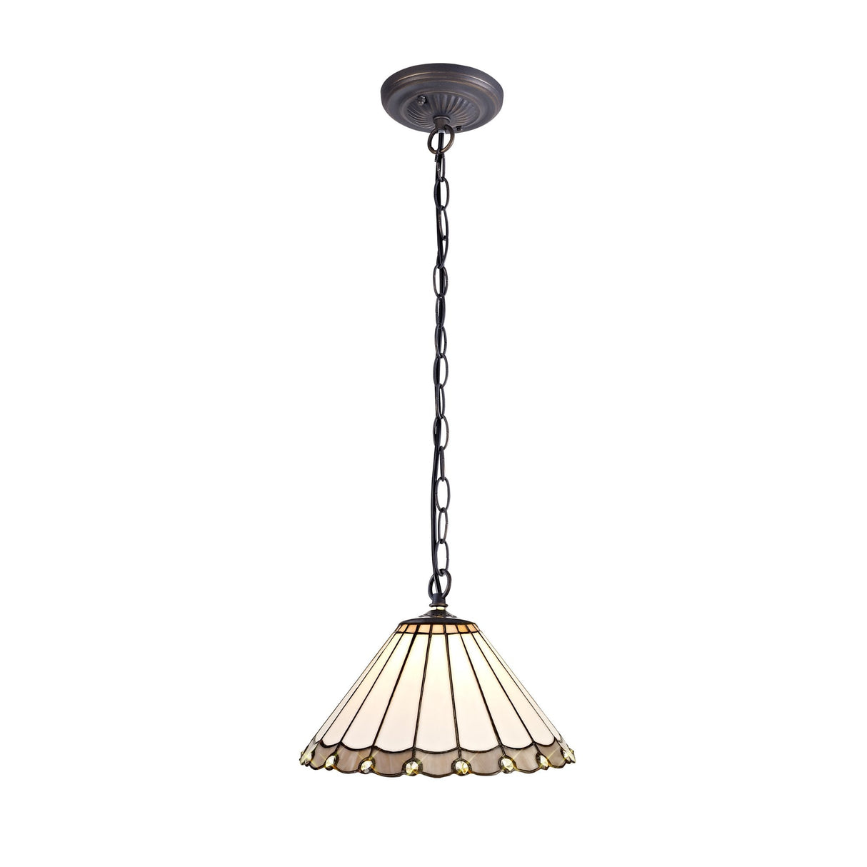 Elegant Tiffany-Style Downlight Pendant with Antique Brass Finish and 30cm Two-Tone Shade