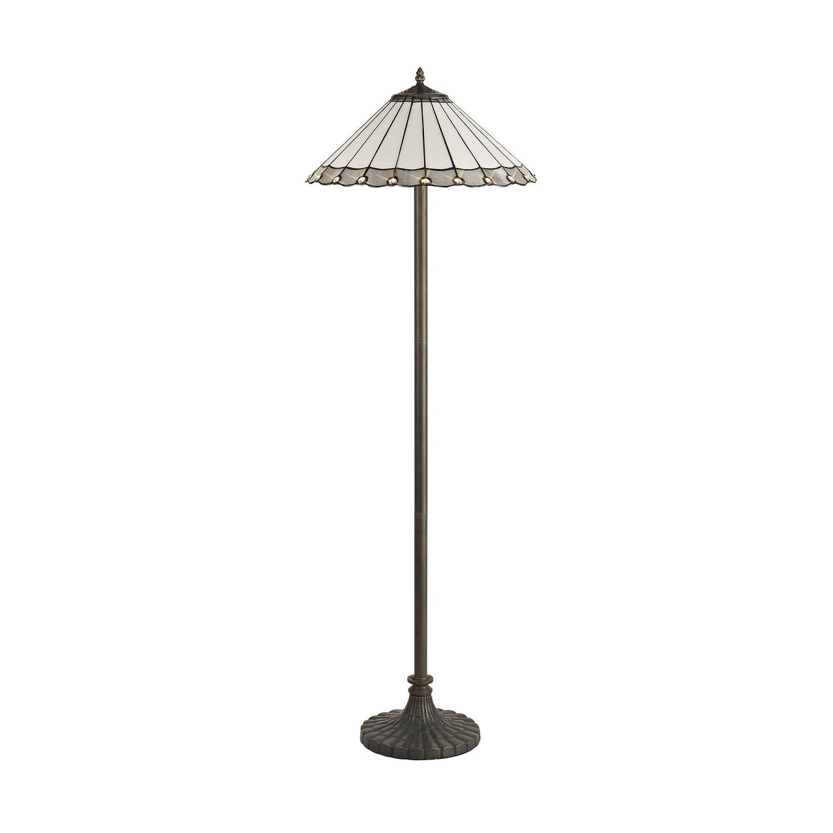 Elegant Victorian Floor Lamp with Tiffany Shade and Antique Brass Finish