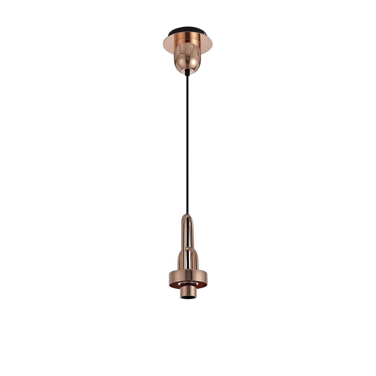 Modern Cylinder Pendant Light with Copper and Black Finish, 30cm Glass Shade
