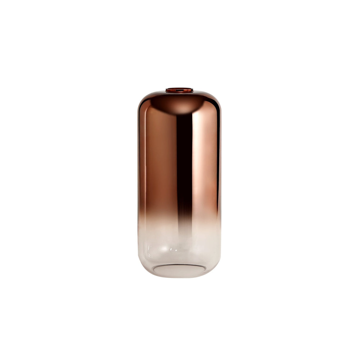 Modern Cylinder Pendant Light with Copper and Black Finish, 30cm Glass Shade