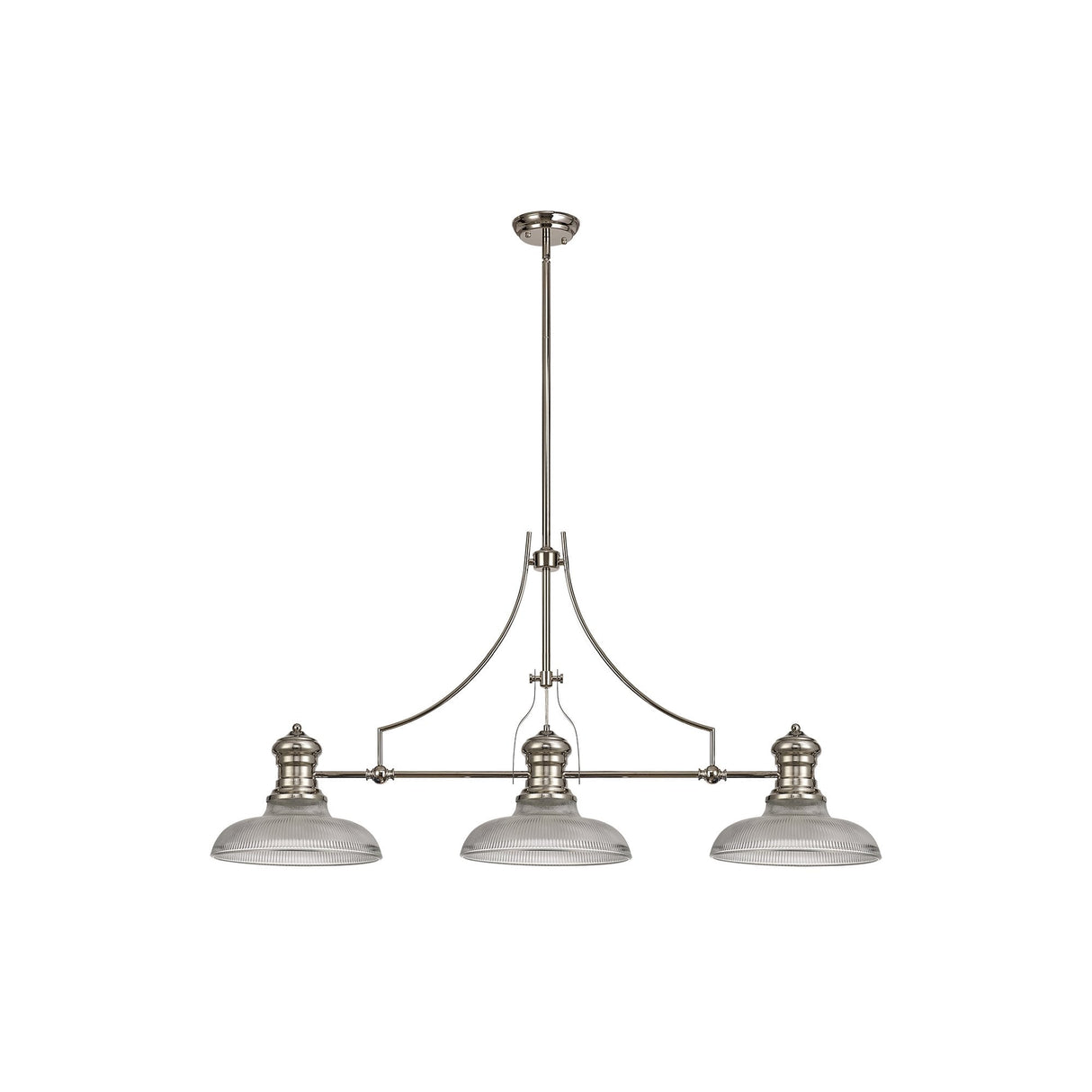 Elegant Triple Pendant Light with Clear Glass Shades, Polished Nickel Finish