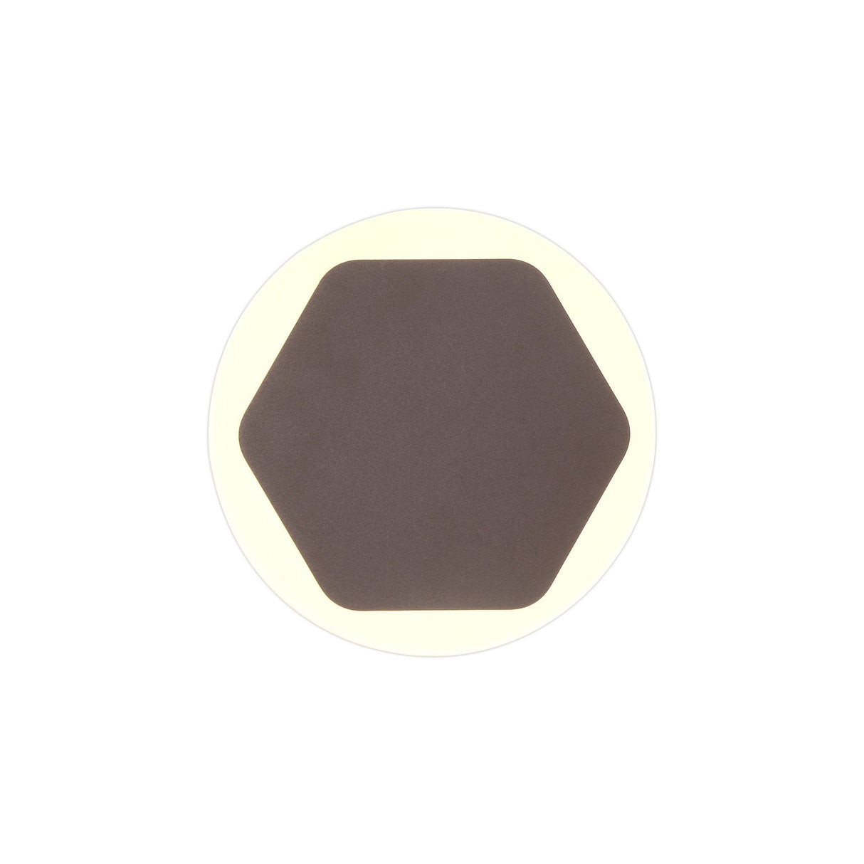 Hexagonal Coffee LED Wall Lamp with Frosted Acrylic Diffuser, 12W 3000K 498lm